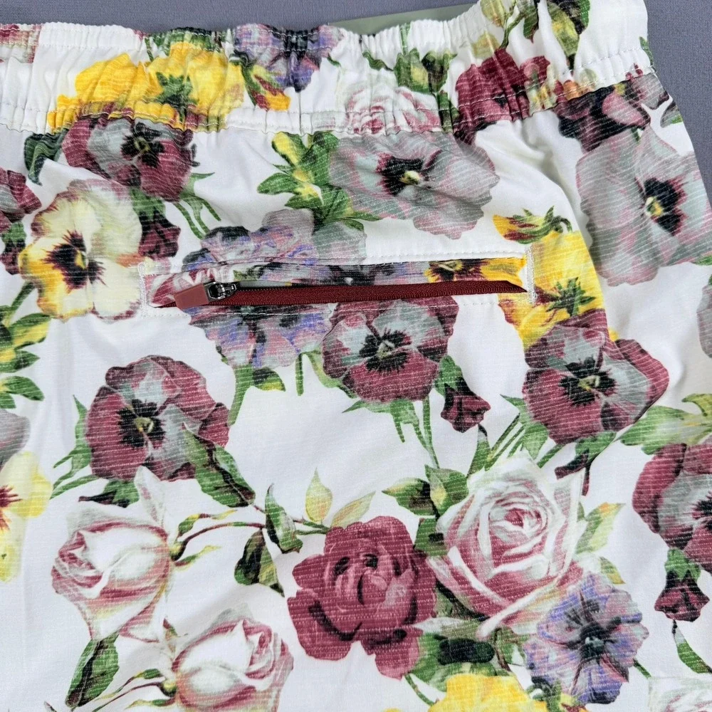 Goodfellow‎ Mens XXL White Floral Stretch 5 inch Inseam Swim Trunks Board Shorts